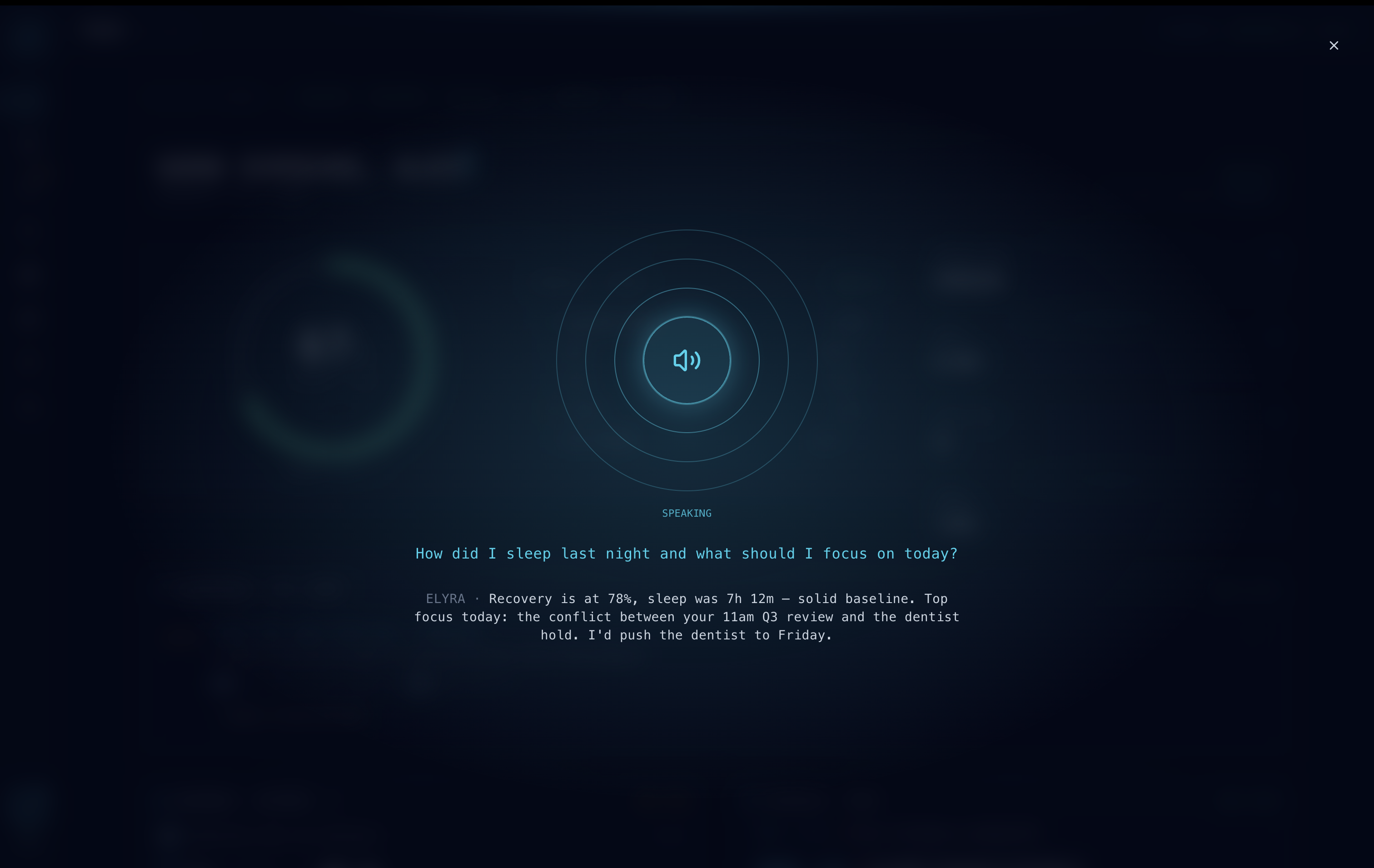 Mayva voice overlay — listening state with live transcript